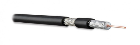 Hyperline COAX-RG6-100 Кабель коаксиальный RG-6 75 Ом (ТВ SAT CATV) жила - 18 AWG (1.02 mm омедненная сталь) общий диаметр 6.9мм PVC черный (бухта 100 м)