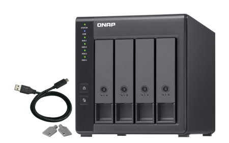 channel QNAP DAS TR-004 4 Bay 2.5/3.5 SATA Type-C USB 3.1 Gen 1 (5 Gb/s ) Direct Attached Storage with Hardware RAID