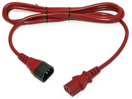 Hyperline PWC-IEC13-IEC14-0.5-RD Кабель питания монитор-компьютер IEC 320 C13 - IEC 320 C14 (3x0.75) 10A прямая вилка 0.5 м цвет красный