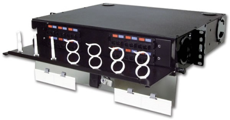 Siemon RIC3-24-01 Шкаф оптический выдвижной 2U на 24-96 соединений (4 адаптерных пластин Quick-Pack (RIC-F-(XXX)-01) черный