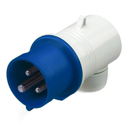 DKC / ДКС DIS2213233 Вилка кабельная угловая винтовой зажим 32A 2P+E IP44 для сечения кабеля 25-6мм2 230В цвет синий