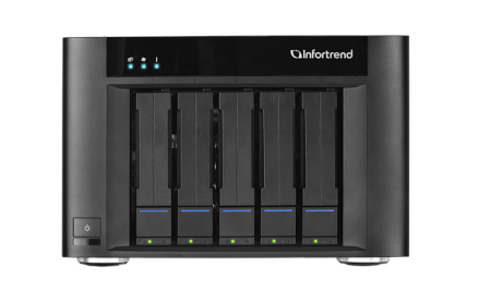 Infortrend EonStor GSe Pro 100 5bay. Intel Atom 2.4GHz 4C CPU, 1x4GB non-ECC , 4x1GbE(RJ45), 2x USB 2.0, 2x USB 3.0, 1x Host Board slot, 1xPSU and 5 drive trays (GSe Pro 105-C)