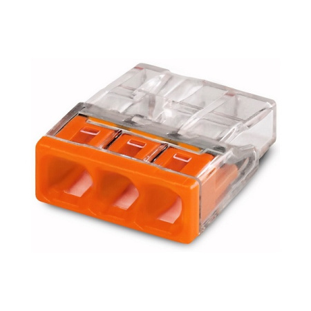 WAGO 2273-203 Клемма соединительная 3-проводная для распределительных коробок сечением 1.0-2.5 мм2 без пасты оранжевая