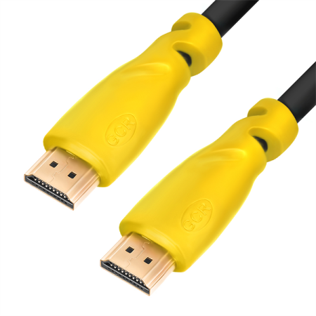 GCR Кабель HDMI 1.4, 1.5m, желтые коннекторы, 30/30 AWG, позолоченные контакты, FullHD, Ethernet 10.2 Гбит/с, 3D, 4K, экран