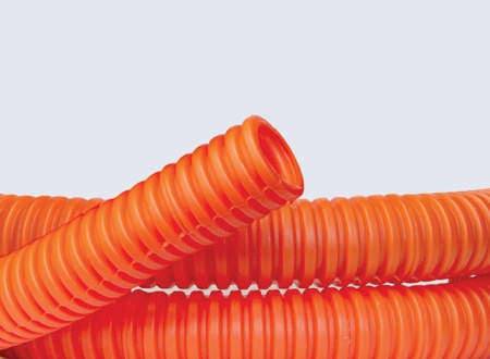 DKC / ДКС 71525 Труба гибкая гофрированная номинальный ф25мм ПНД тяжёлая с протяжкой цвет оранжевый (RAL 2004) (цена за метр)