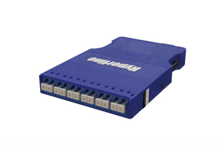 Hyperline PPTR-CSS-1-6xDLC-SM/BL-BL Кассета для оптических претерминированных решений 6 дуплексных портов LC/PC 1хMPO (папа) для одномодового кабеля синий корпус/синие порты