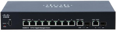 Коммутатор Cisco SG350-10-K9-EU Коммутатор 10-портовый Cisco SG350-10 10-port Gigabit Managed Switch SG350-10-K9-EU