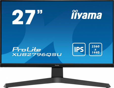 27" Iiyama ProLite XUB2796QSU-B1 2560x1440@75Гц IPS LED 16:9 1ms HDMI DP 2*USB2.0 80M:1 1000:1 178/178 250cd HAS Pivot Tilt Swivel Speakers Black