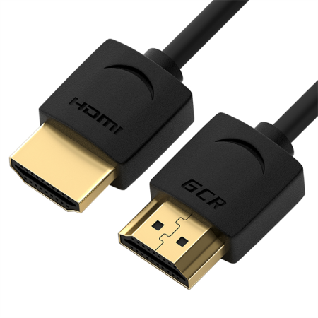 GCR Кабель HDMI 2.0 SLIM, 1.0m, черный, OD3.8mm, HDR 4:2:0, Ultra HD, 4K 60 fps 60Hz, 3D, AUDIO, 18.0 Гбит/с, 30/30 AWG