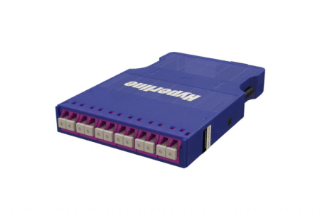 Hyperline PPTR-CSS-1-6xDLC-MM/MG-BL Кассета для оптических претерминированных решений 6 дуплексных портов LC/PC 1хMPO (папа) для многомодового кабеля синий корпус/маджента порты