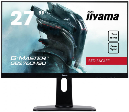 27" Iiyama G-MASTER GB2760HSU 1920x1080@144Гц TN LED 16:9 1ms HDMI DP 2*USB2.0 80M:1 1000:1 170/160 400cd HAS Pivot Tilt Swivel Speakers Black