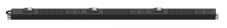 Hyperline SHT-18IEC-6BIEC-3V-3PVR Блок розеток трехфазный 3x32А вертикальный 3 блока по 6хIEC60320 С13+2хIEC60320 С19+автомат. выключ. 32А кабель питания 5х6 кв.мм 3 м с вилкой IEC60309 (32A 3P+N+E) 1556 х 68 х 44.4 мм (ДхШхВ) черный
