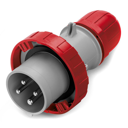 DKC / ДКС DIS2183236F Вилка кабельная прямая безвинтовой зажим 32A 3P+E IP67 для сечения кабеля 25-60мм2 400В цвет красный