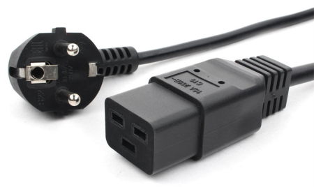 Power Cube кабель питания, разъем: Schuko(евровилка) - IEC 320 C19, длина 1.8 м., сечение 3x1.5, 16А, медь+ ПВХ, с заземлением, Россия, цвет черный