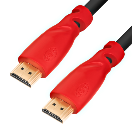 GCR Кабель HDMI 1.4, 1.5m, красные коннекторы, 30/30 AWG, позолоченные контакты, FullHD, Ethernet 10.2 Гбит/с, 3D, 4K, экран