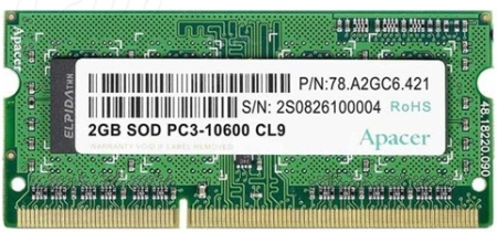 Apacer DDR3 4GB 1600MHz SO-DIMM (PC3-12800) CL11 1.35V (Retail) 512*8 (AS04GFA60CATBGJ/DV.04G2K.KAM)
