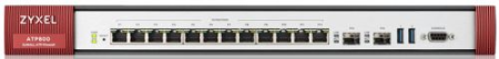 Межсетевой экран Zyxel ATP800, Rack, 12 конфигурируемых (LAN/WAN) портов GE, 2xSFP, 2xUSB3.0, AP Controller (8/520), Device HA Pro, NebulaFlex Pro, с подпиской Gold на 1 год (AS, AV, CF, IDP/DPI, Sand