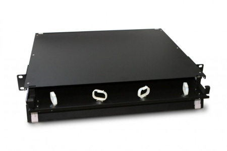 Hyperline FO-19BX-1U-D1-3xSLT-W120H32-EMP Патч-панель 19” универсальная пустой корпус 1U 1 выдвижной лоток (drawer 1U) 3 слота (3х1) вмещает 3 FPM панели с адаптерами или 3 CSS оптические кассеты 120х32 мм