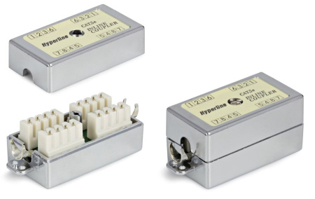 Hyperline CA-IDC-C5e-SH-F-WH Проходной адаптер (coupler) Dual IDC категория 5e 4 пары экранированный