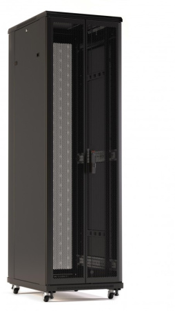 Hyperline TTR-2266-DD-RAL9005 Шкаф напольный 19-дюймовый, 22U, 1166x600x600 мм (ВхШхГ), передняя и задняя распашные перфорированные двери (75%), ручка с замком, цвет черный (RAL 9005) (разобранный)