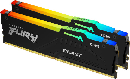Память оперативная/ Kingston 32GB 5200MT/s DDR5 CL40 DIMM (Kit of 2) FURY Beast RGB