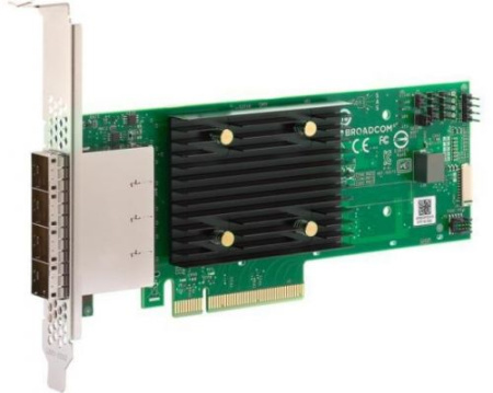 Broadcom/LSI 9500-16e SGL (05-50075-00) PCIe Gen4 x8 LP, Tri-Mode SAS/SATA/NVMe 12G HBA, 16port(4*ext SFF8644), 3816 IOC