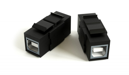 Hyperline KJ1-USB-B2-BK Вставка формата Keystone Jack с проходным адаптером USB 2.0 (Type B) ROHS черная