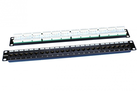 Hyperline PP3-19-24-8P8C-C5E-110D Патч-панель 19" 1U 24 порта RJ-45 категория 5e Dual IDC ROHS цвет черный