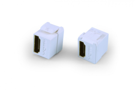 Hyperline KJ1-HDMI-AS18-WH Вставка формата Keystone Jack с проходным адаптером HDMI (Type A) short body (18.2 мм) ROHS белая