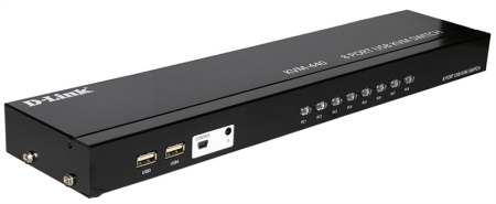 D-Link KVM-440/C2A, 8-port KVM Switch with VGA, USB ports.Control 8 computers from a single keyboard, monitor, mouse, Supports video resolutions up to 2048 x 1536, Switching using front panel