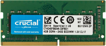 Crucial by Micron DDR4 4GB 2400MHz SODIMM (PC4-19200) CL17 DRx8 1.2V (Retail)