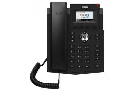 Fanvil IP телефон, 2xEthernet 10/100, 2 SIP линии, HD аудио, дисплей 2,3”, порт для гарнитуры, книга на 1000 записей, 6-я сторонняя конференция, POE, БП в комплекте