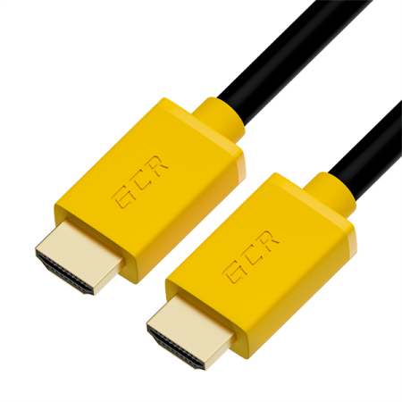 GCR Кабель HDMI 2.0, 1.5m, желтые коннекторы, HDR 4:2:2, Ultra HD, 4K 60 fps 60Hz/5K*30Hz, 3D, AUDIO, 18.0 Гбит/с, 28/28 AWG, 3 X экран