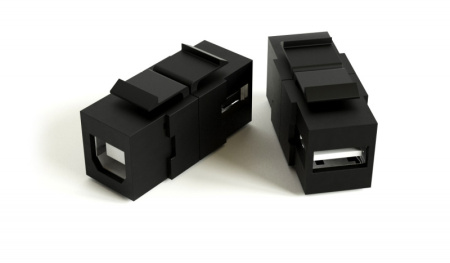 Hyperline KJ1-USB-A-B2-BK Вставка формата Keystone Jack с проходным адаптером USB 2.0 (Type A-B) ROHS черная