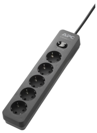 Essential SurgeArrest 5 Outlet Black 230V Russia, cord length 1.5m., 10А, joule rating 700j., WxDxH 303,9x63,1x40mm, weight 0.47kg. 