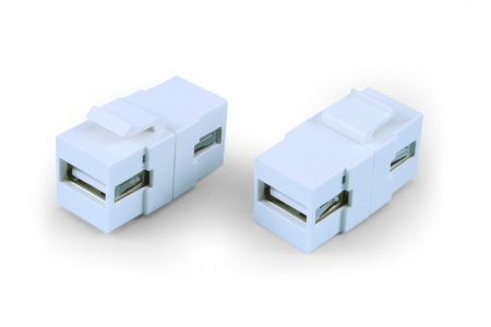 Hyperline KJ1-USB-A2-WH Вставка формата Keystone Jack с проходным адаптером USB 2.0 (Type A) ROHS белая