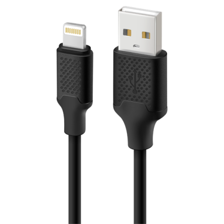 Unico Кабель lightning - USB, 2,1А, basic, 480 Мбит/с, PVC, 1м, черный, RTL BOX