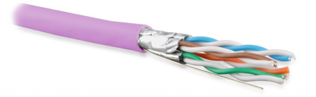 Hyperline UFTP4-C6A-S23-IN-PVC-PK-500 (500 м) Кабель витая пара U/FTP, категория 6a (10GBE), 4 пары (23AWG), одножильный (solid), каждая пара в экране, без общего экрана, PVC, розовый