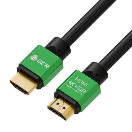 GCR Кабель HDMI 2.0, 0.5m , AL корпус зеленый, HDR 4:2:2, Ultra HD, 4K 60 fps 60Hz/5K*30Hz, 3D, AUDIO, 18.0 Гбит/с, 28/28 AWG, 3 X экран