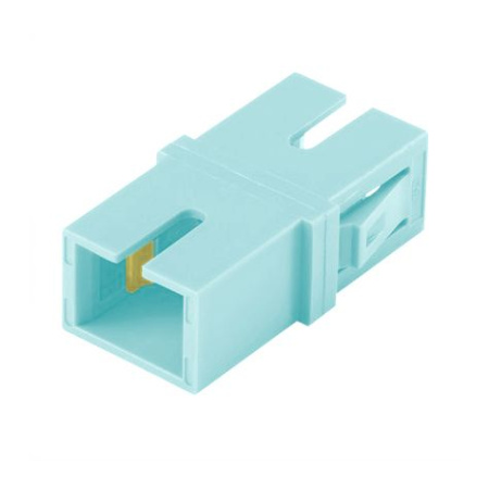 PANDUIT FASSCAQ-L Оптический проходной адаптер SC MM 10Gig™ OM3/OM4 simplex корпус пластиковый RoHS центратор из фосфористой бронзы цвет аква (замена FASSCZAQ-L)