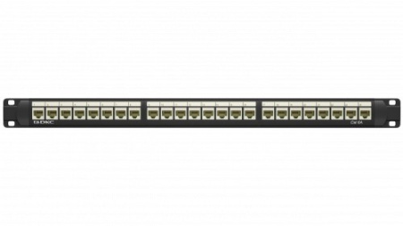 DKC / ДКС RN6APPU24 Патч-панель 19", 1U, 24 порта RJ45, категория 6A, неэкранированная, цвет черный