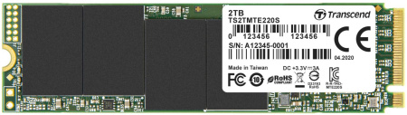 Transcend MTE220S SSD 2TB, 3D TLC, M.2 (2280), PCIe Gen 3.0 x4, NVMe, R3500/W2700, TBW 4400