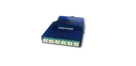 Hyperline PPTR-CSS-1-6xDLC-MM/AQ-BL Кассета для оптических претерминированных решений 6 дуплексных портов LC/PC 1хMPO (папа) для многомодового кабеля синий корпус/порты цвет аква