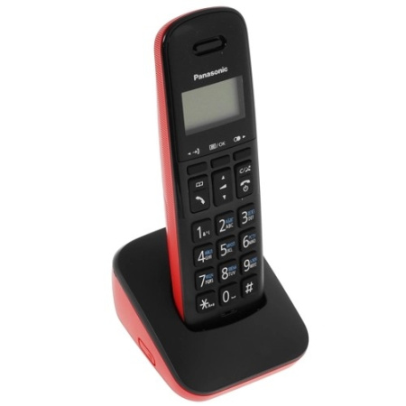 Беспроводной телефон DECT Panasonic/ Монохромный, АОН, черный/красный