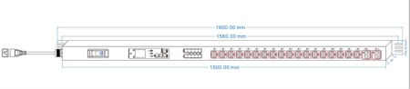 Блок распределения питания Powercom PDU-16AVMS20-18C13-2C19 18*C13+2*C19, 16A, 1,5U (1968234)